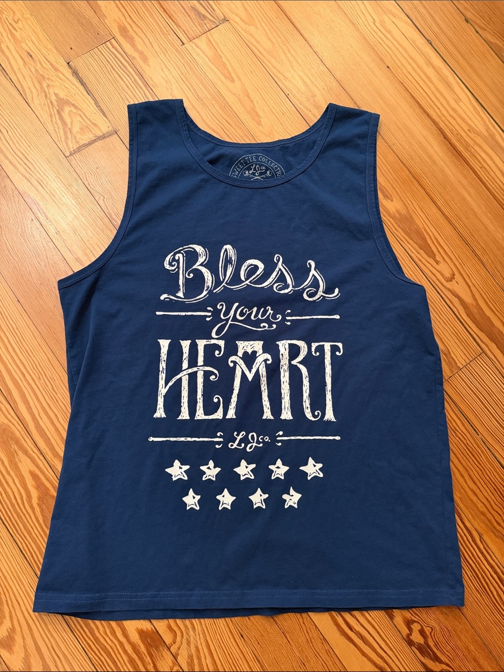Lauren James Navy Blue "Bless Your Heart" Graphic Tank